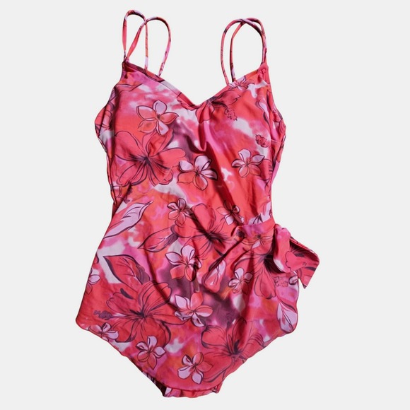 Maxine Of Hollywood Floral Strappy One Piece Padded Swimsuit 10 Nylon Resort - Picture 1 of 9